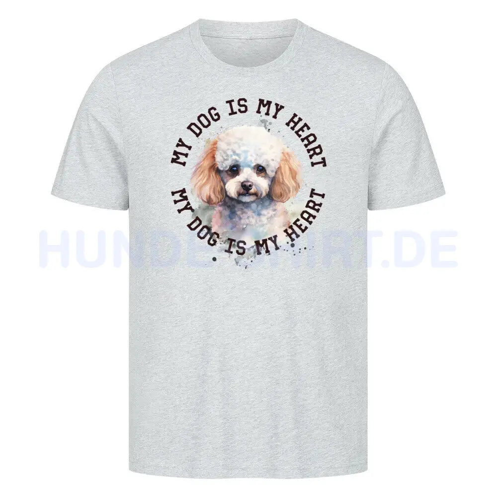 Premium T-Shirt "Pudel weiß-braun HEART" Heather Grey – hunde-shirt.de