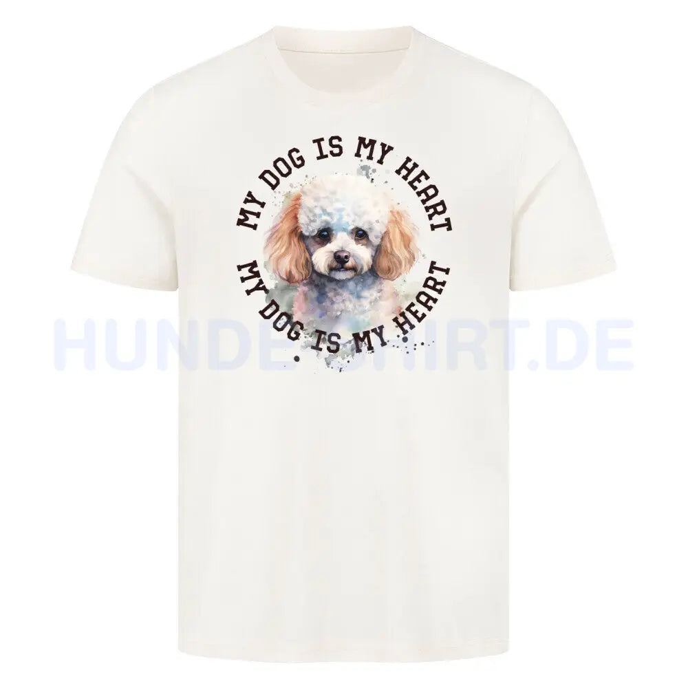 Premium T-Shirt "Pudel weiß-braun HEART" Natural Raw – hunde-shirt.de