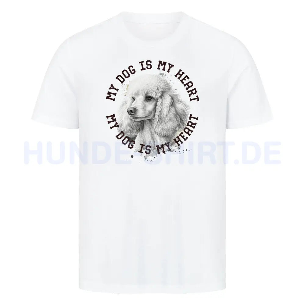 Premium T-Shirt "Pudel weiß HEART" Weiß – hunde-shirt.de