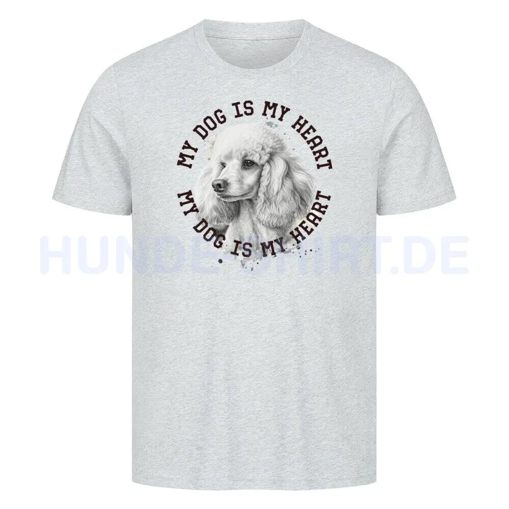 Premium T-Shirt "Pudel weiß HEART" Heather Grey – hunde-shirt.de