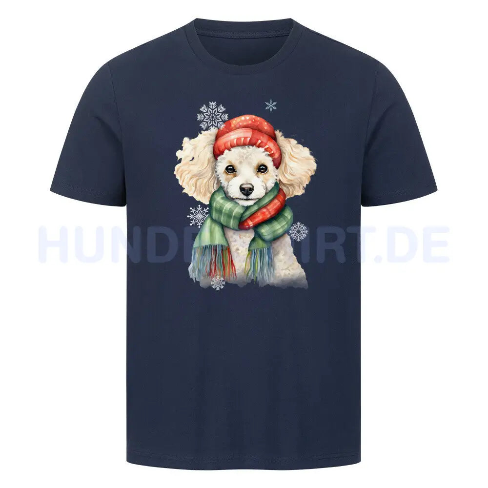 Premium T-Shirt "Pudel Winter" French Navy – hunde-shirt.de