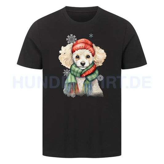 Premium T-Shirt "Pudel Winter" Schwarz – hunde-shirt.de