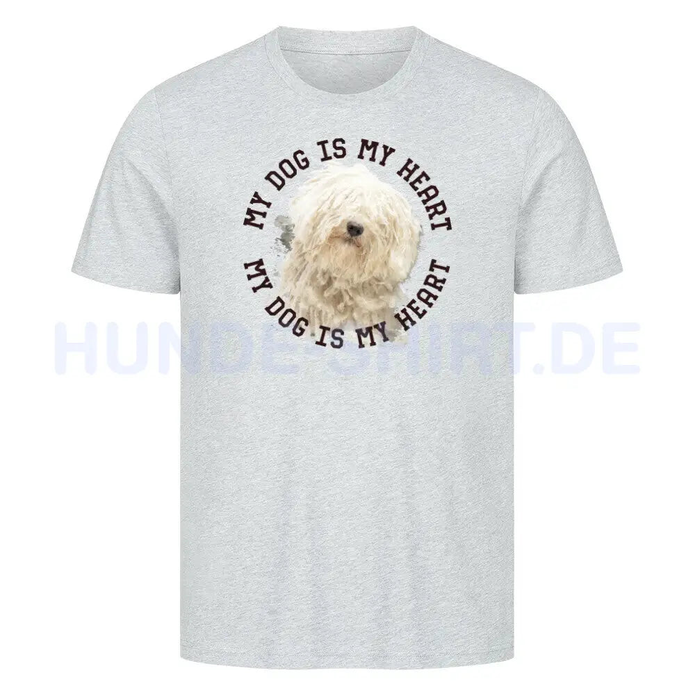 Premium T-Shirt "Puli HEART" Heather Grey – hunde-shirt.de