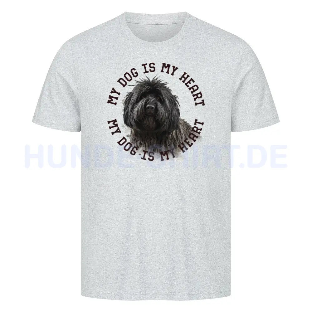 Premium T-Shirt "Puli schwarz HEART" Heather Grey – hunde-shirt.de