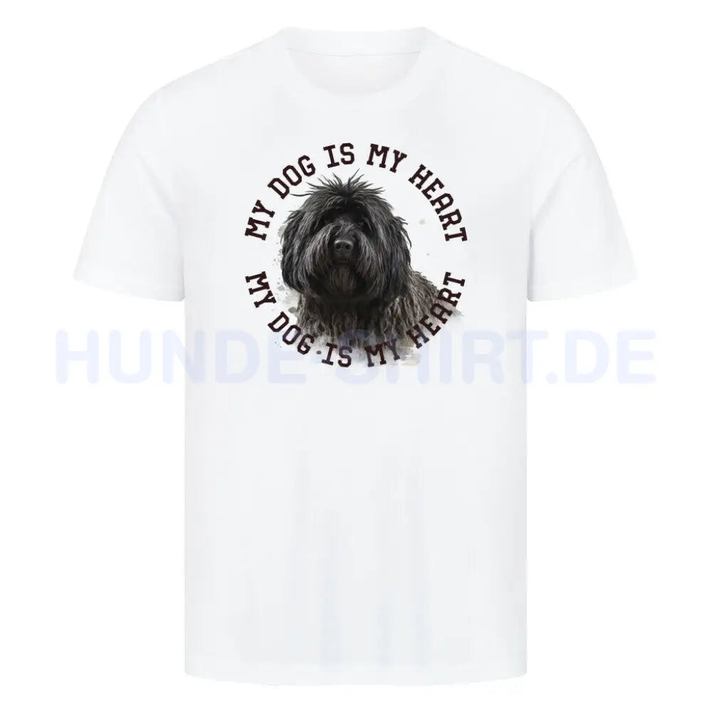 Premium T-Shirt "Puli schwarz HEART" Weiß – hunde-shirt.de