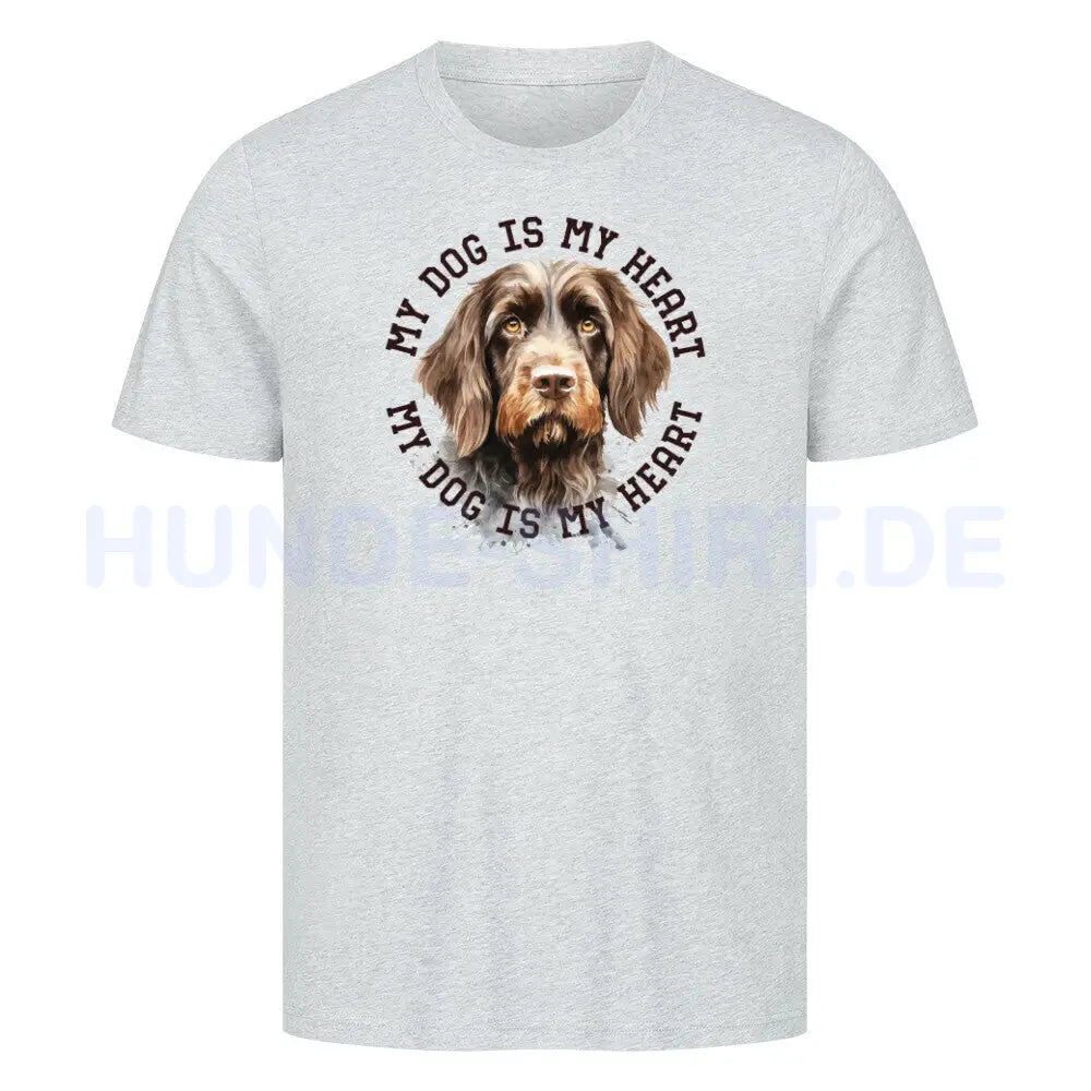 Premium T-Shirt "Rauhaar Korthals HEART" Heather Grey – hunde-shirt.de