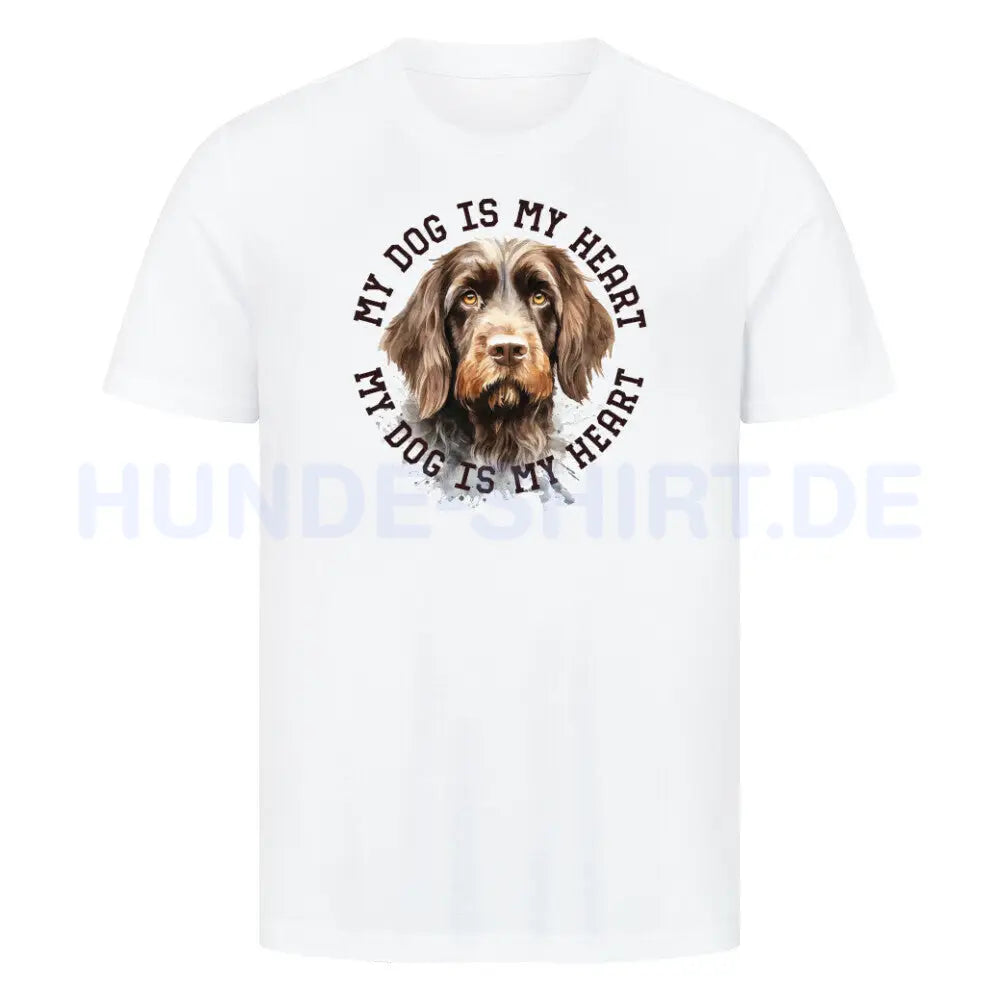 Premium T-Shirt "Rauhaar Korthals HEART" Weiß – hunde-shirt.de