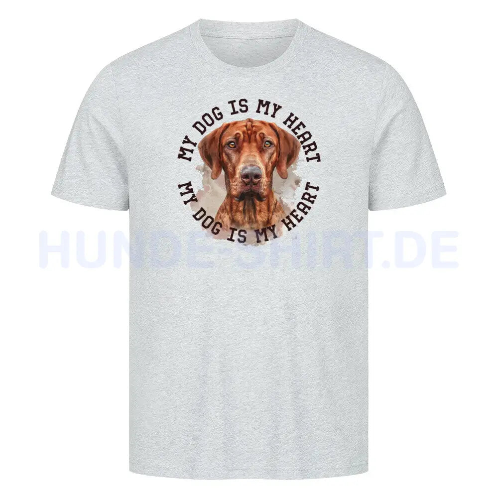 Premium T-Shirt "Rhodesian Ridgeback HEART 2" Heather Grey – hunde-shirt.de