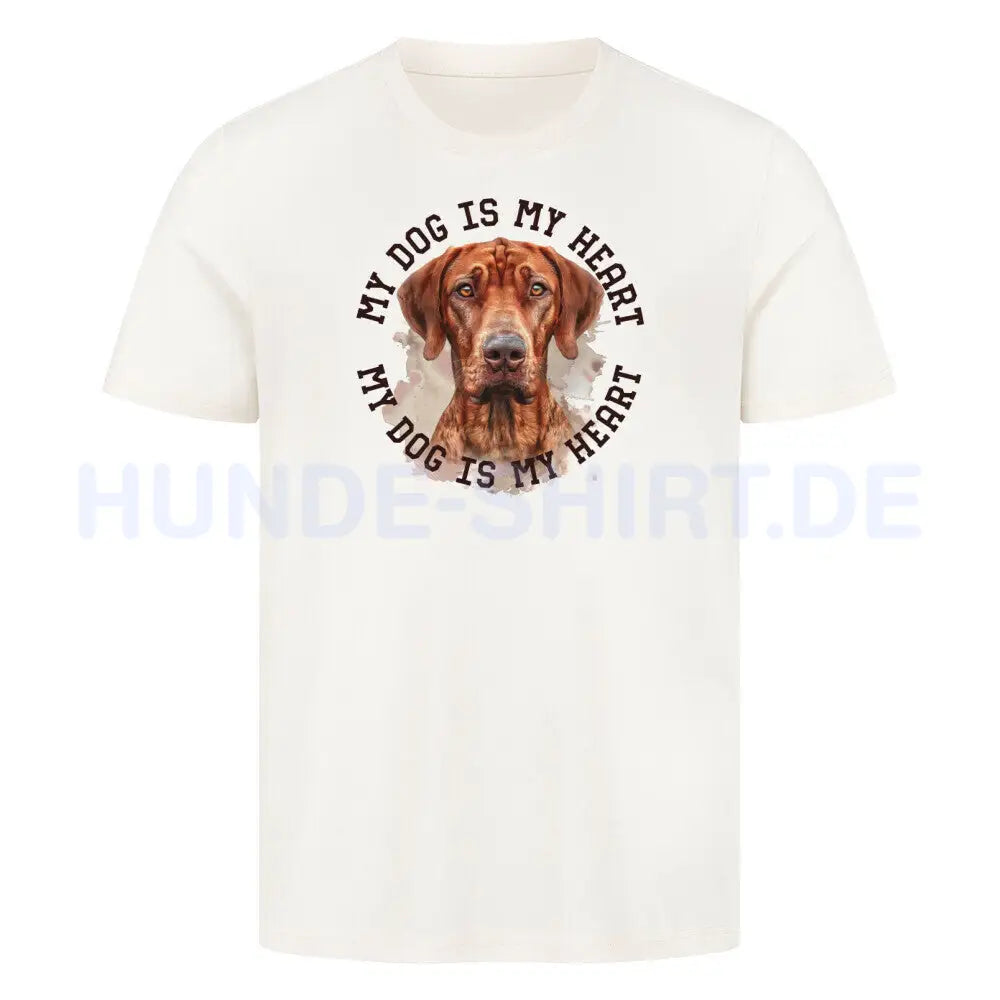 Premium T-Shirt "Rhodesian Ridgeback HEART 2" Natural Raw – hunde-shirt.de