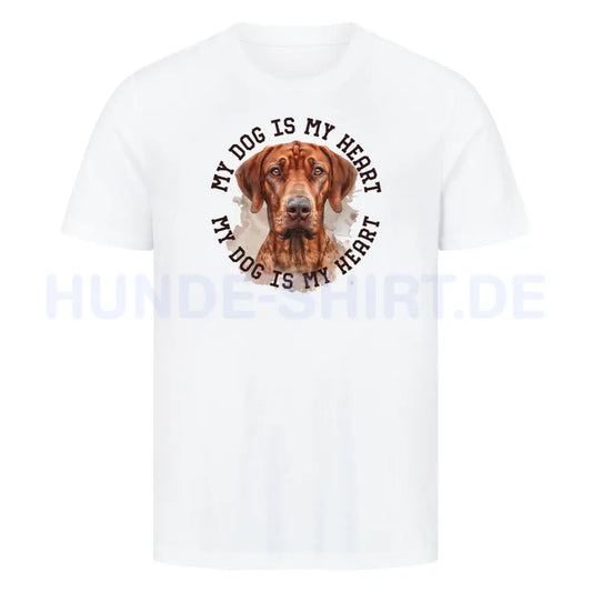 Premium T-Shirt "Rhodesian Ridgeback HEART 2" Weiß – hunde-shirt.de