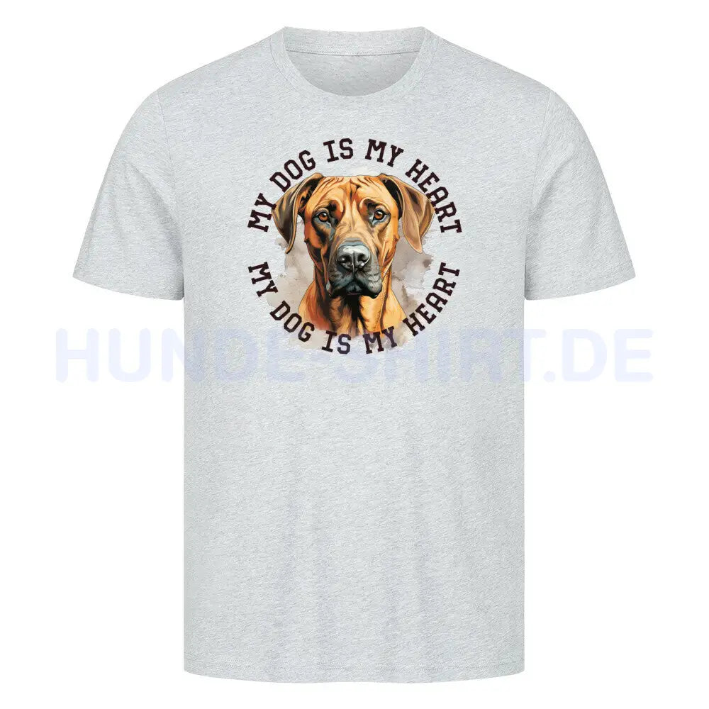 Premium T-Shirt "Rhodesian Ridgeback HEART" Heather Grey – hunde-shirt.de