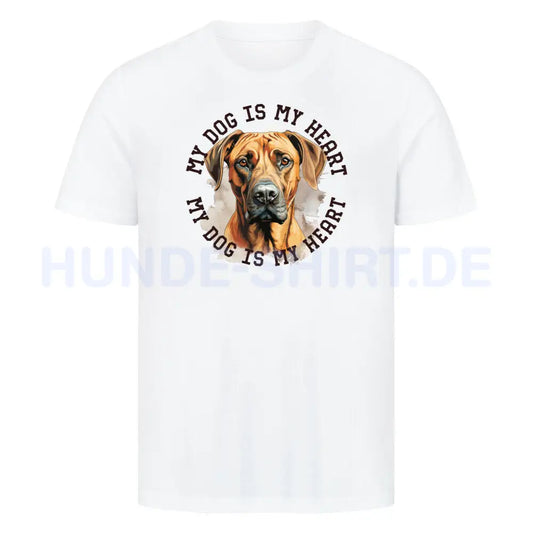 Premium T-Shirt "Rhodesian Ridgeback HEART" Weiß – hunde-shirt.de