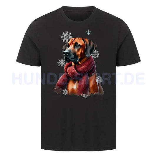 Premium T-Shirt "Rhodesian Ridgeback Winter" Schwarz – hunde-shirt.de