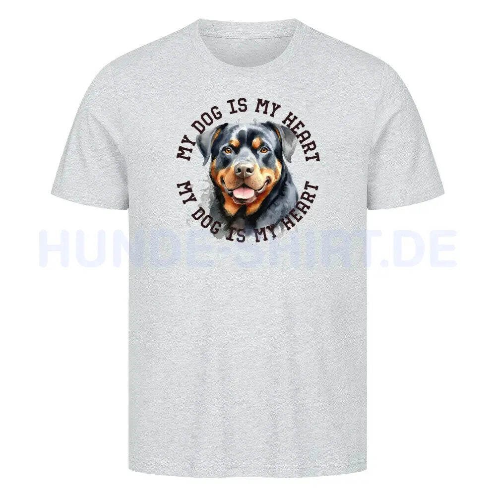 Premium T-Shirt "Rottweiler HEART 2" Heather Grey – hunde-shirt.de