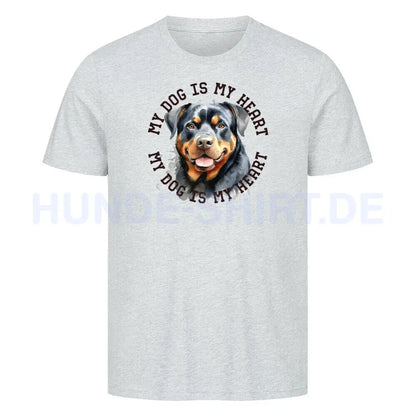 Premium T-Shirt "Rottweiler HEART 2" Heather Grey – hunde-shirt.de