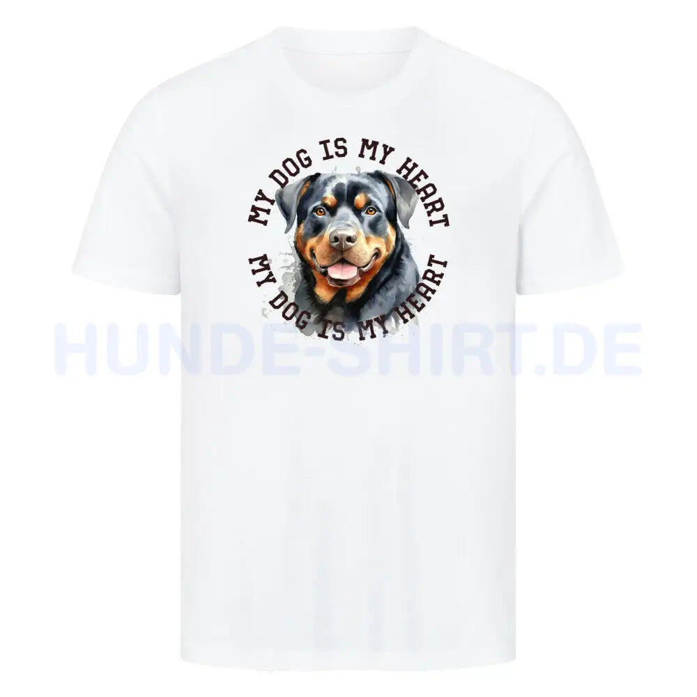 Premium T-Shirt "Rottweiler HEART 2" Weiß – hunde-shirt.de