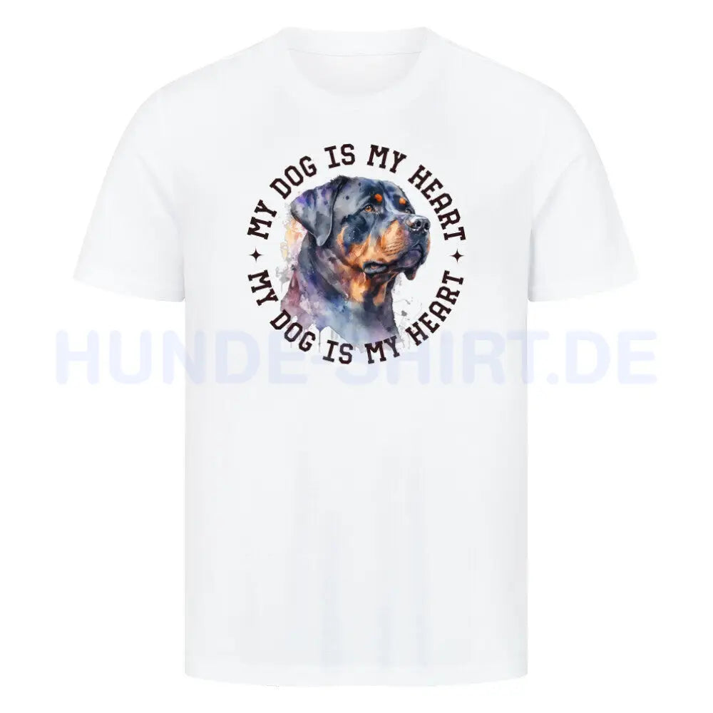 Premium T-Shirt "Rottweiler HEART" Weiß – hunde-shirt.de