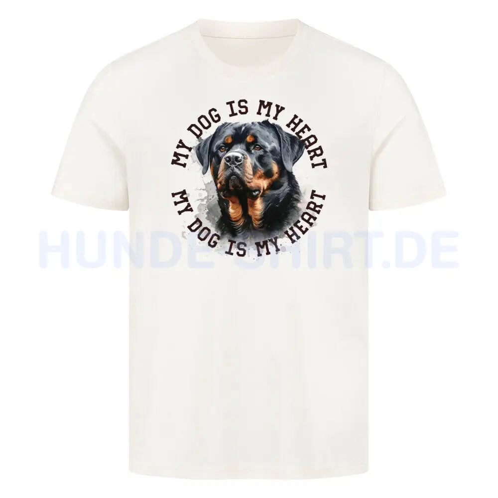 Premium T-Shirt "Rottweiler ursprünglich HEART" Natural Raw – hunde-shirt.de