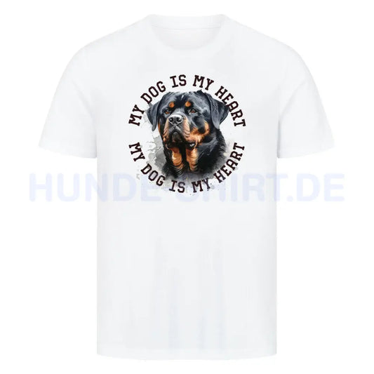 Premium T-Shirt "Rottweiler ursprünglich HEART" Weiß – hunde-shirt.de