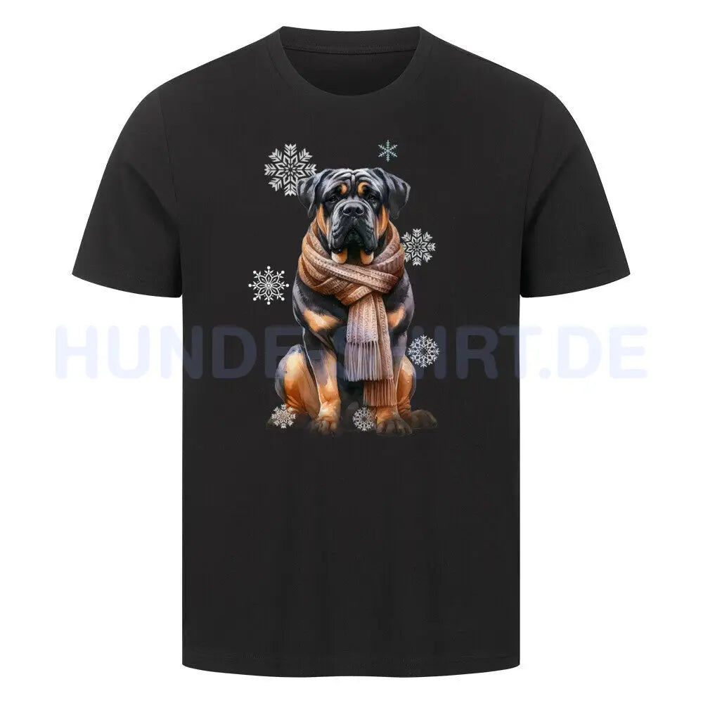 Premium T-Shirt "Rottweiler Winter" Schwarz – hunde-shirt.de