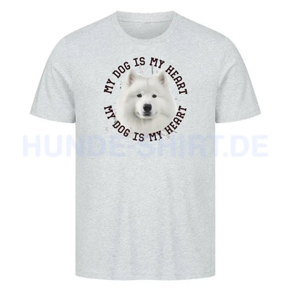 Premium T-Shirt "Samoyed HEART 2" Heather Grey – hunde-shirt.de