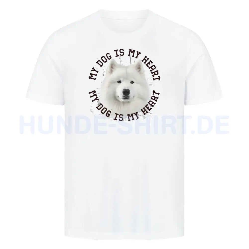 Premium T-Shirt "Samoyed HEART 2" Weiß – hunde-shirt.de