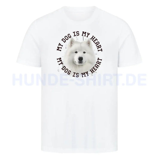 Premium T-Shirt "Samoyed HEART 2" Weiß – hunde-shirt.de