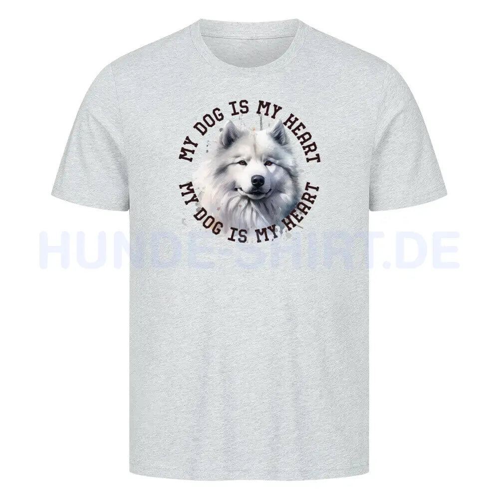 Premium T-Shirt "Samoyed HEART" Heather Grey – hunde-shirt.de