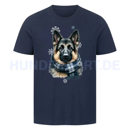 Premium T-Shirt "Schäferhund Winter" French Navy – hunde-shirt.de