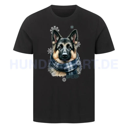 Premium T-Shirt "Schäferhund Winter" Schwarz – hunde-shirt.de