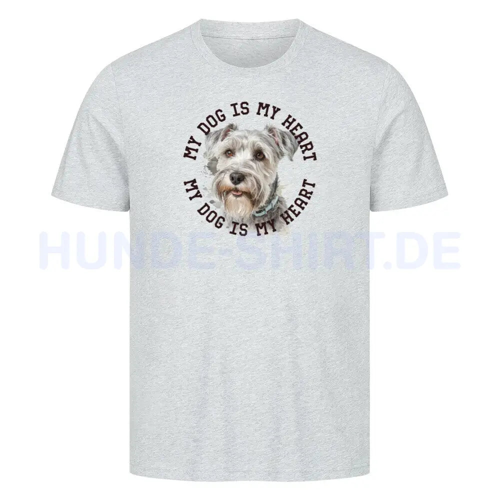 Premium T-Shirt "Schnauzer hellgrau HEART" Heather Grey – hunde-shirt.de