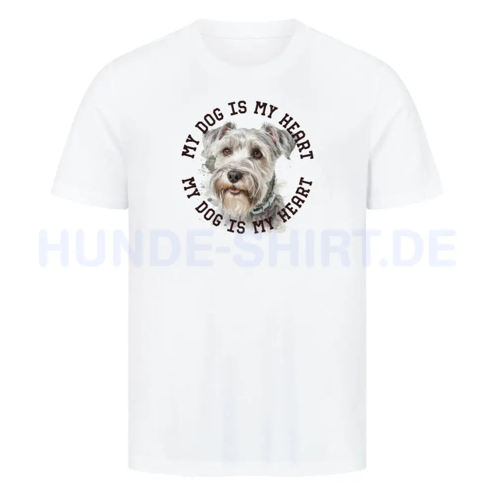 Premium T-Shirt "Schnauzer hellgrau HEART" Weiß – hunde-shirt.de