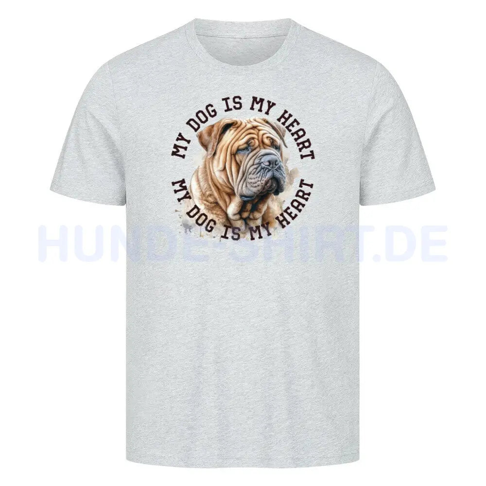 Premium T-Shirt "Shar Pei HEART 2" Heather Grey – hunde-shirt.de