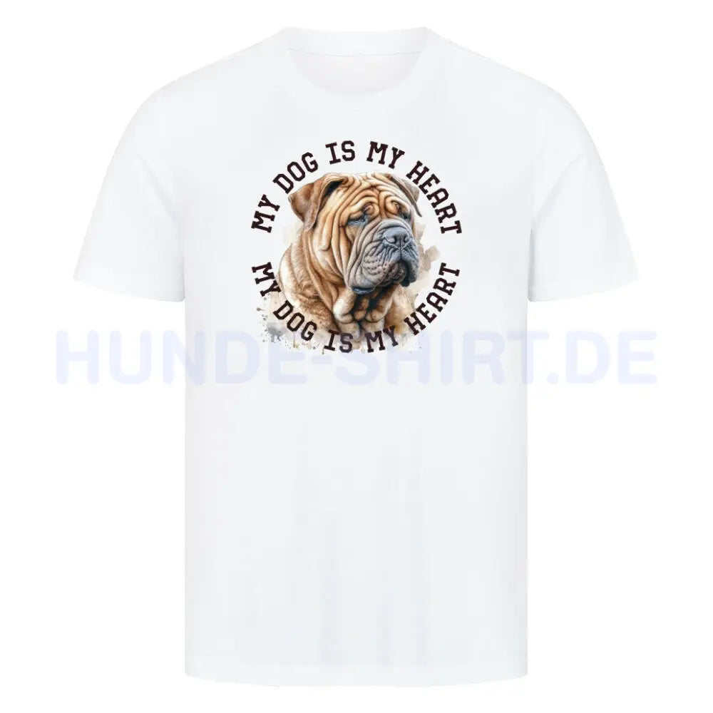 Premium T-Shirt "Shar Pei HEART 2" Weiß – hunde-shirt.de