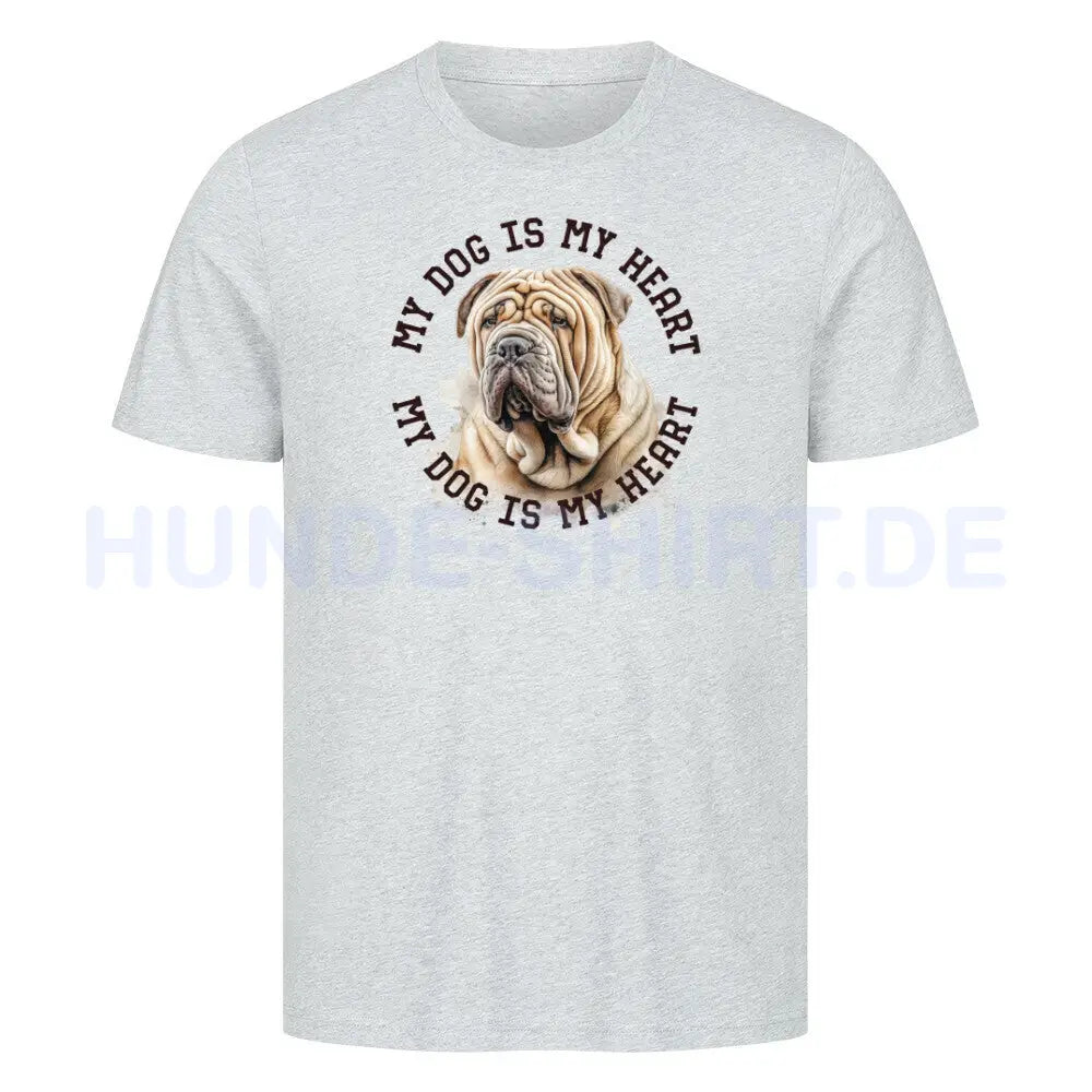 Premium T-Shirt "Shar Pei HEART" Heather Grey – hunde-shirt.de