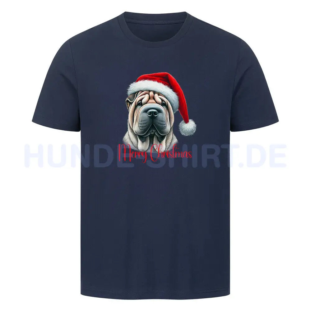 Premium T-Shirt "Shar Pei - Merry Christmas"" French Navy – hunde-shirt.de