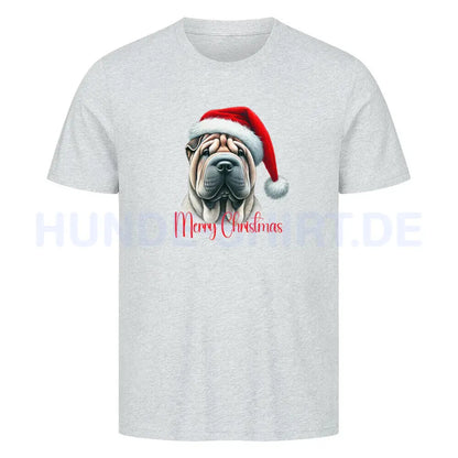 Premium T-Shirt "Shar Pei - Merry Christmas"" Heather Grey – hunde-shirt.de