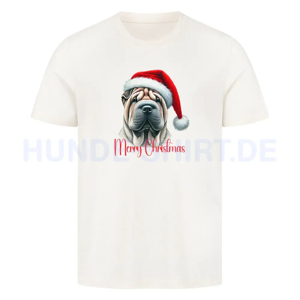 Premium T-Shirt "Shar Pei - Merry Christmas"" Natural Raw – hunde-shirt.de