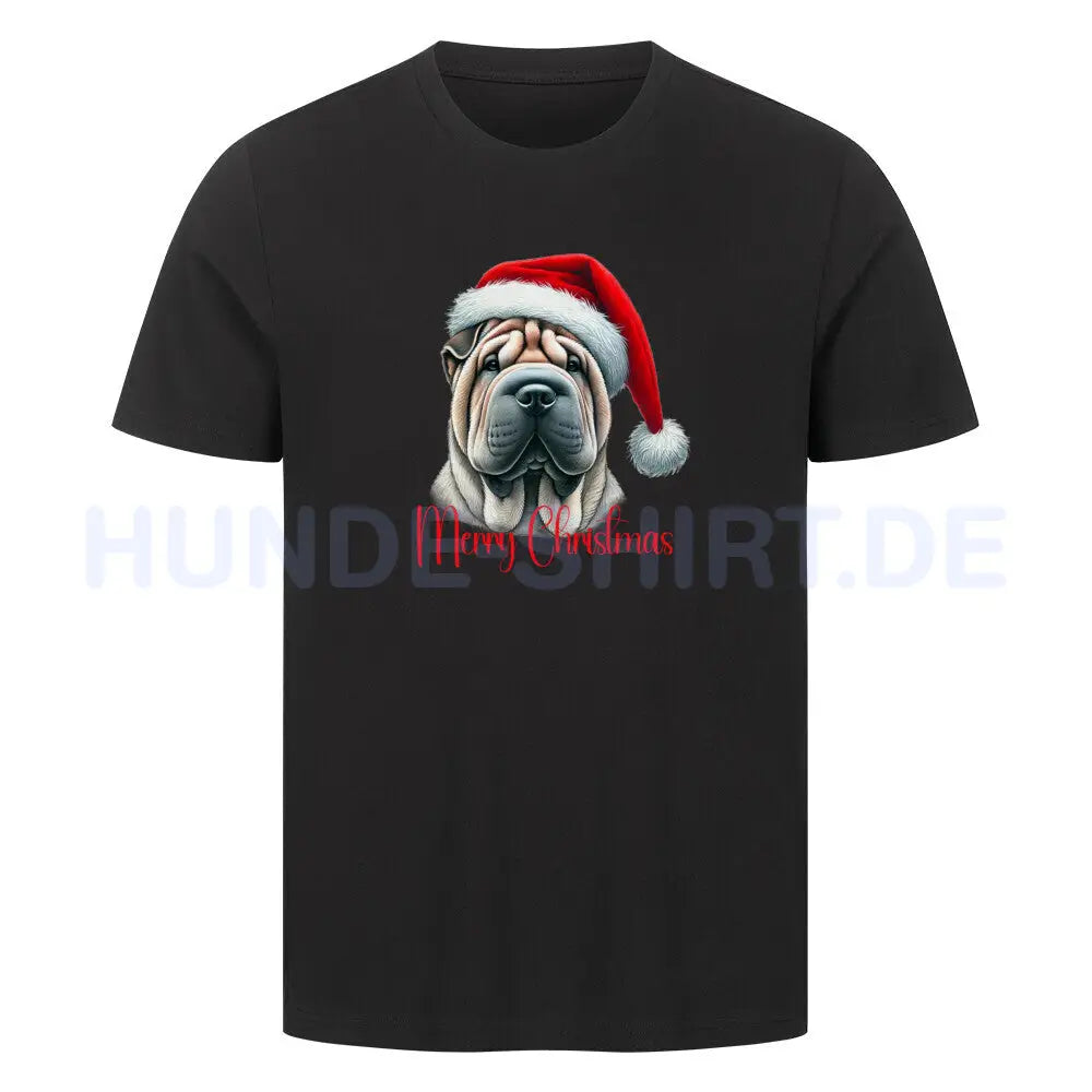 Premium T-Shirt "Shar Pei - Merry Christmas"" Schwarz – hunde-shirt.de