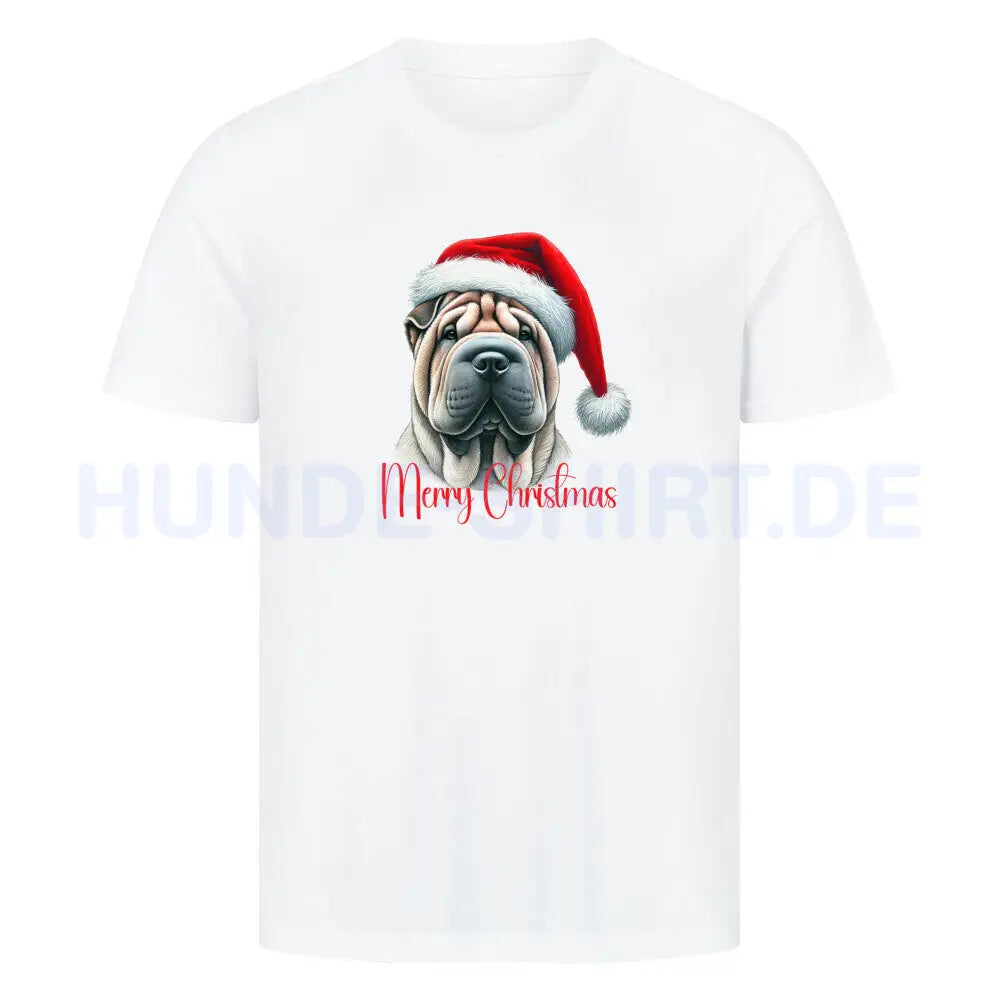 Premium T-Shirt "Shar Pei - Merry Christmas"" Weiß – hunde-shirt.de