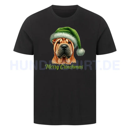 Premium T-Shirt "Shar Pei - Merry Grinchmas" Schwarz – hunde-shirt.de