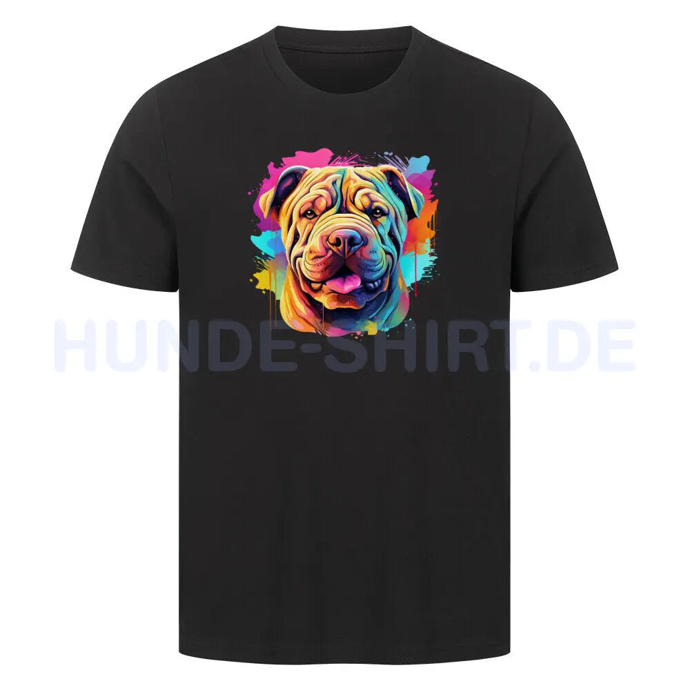 Premium T-Shirt "Shar Pei - Paint" Schwarz – hunde-shirt.de