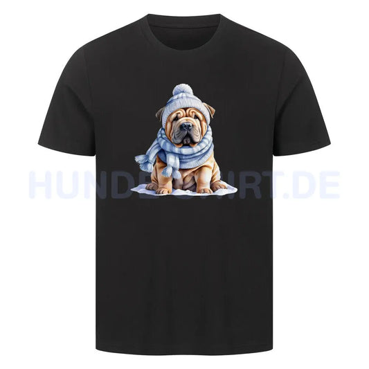 Premium T-Shirt "Shar Pei - Winterbub" Schwarz – hunde-shirt.de