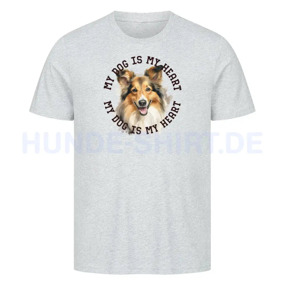 Premium T-Shirt "Sheltie HEART" Heather Grey – hunde-shirt.de