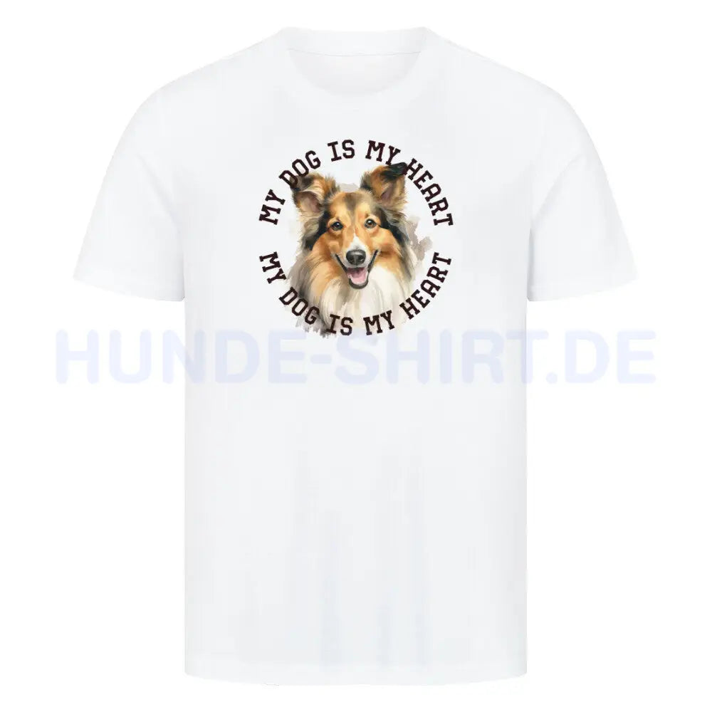 Premium T-Shirt "Sheltie HEART" Weiß – hunde-shirt.de