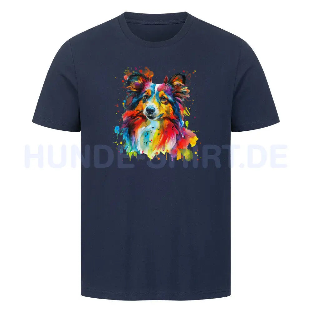 Premium T-Shirt "Sheltie Paint" French Navy – hunde-shirt.de