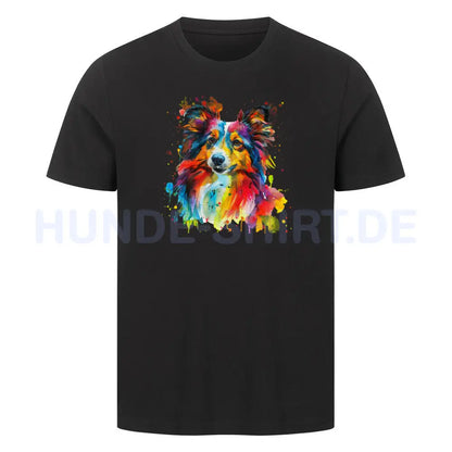 Premium T-Shirt "Sheltie Paint" Schwarz – hunde-shirt.de