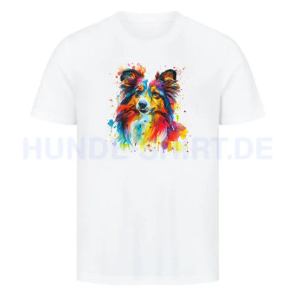 Premium T-Shirt "Sheltie Paint" Weiß – hunde-shirt.de