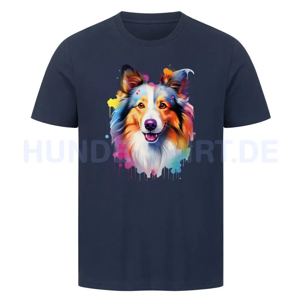 Premium T-Shirt "Sheltie - Splash" French Navy – hunde-shirt.de