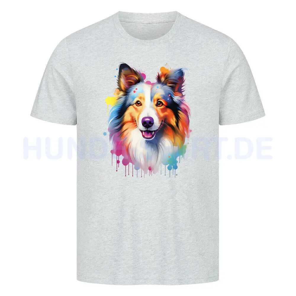 Premium T-Shirt "Sheltie - Splash" Heather Grey – hunde-shirt.de